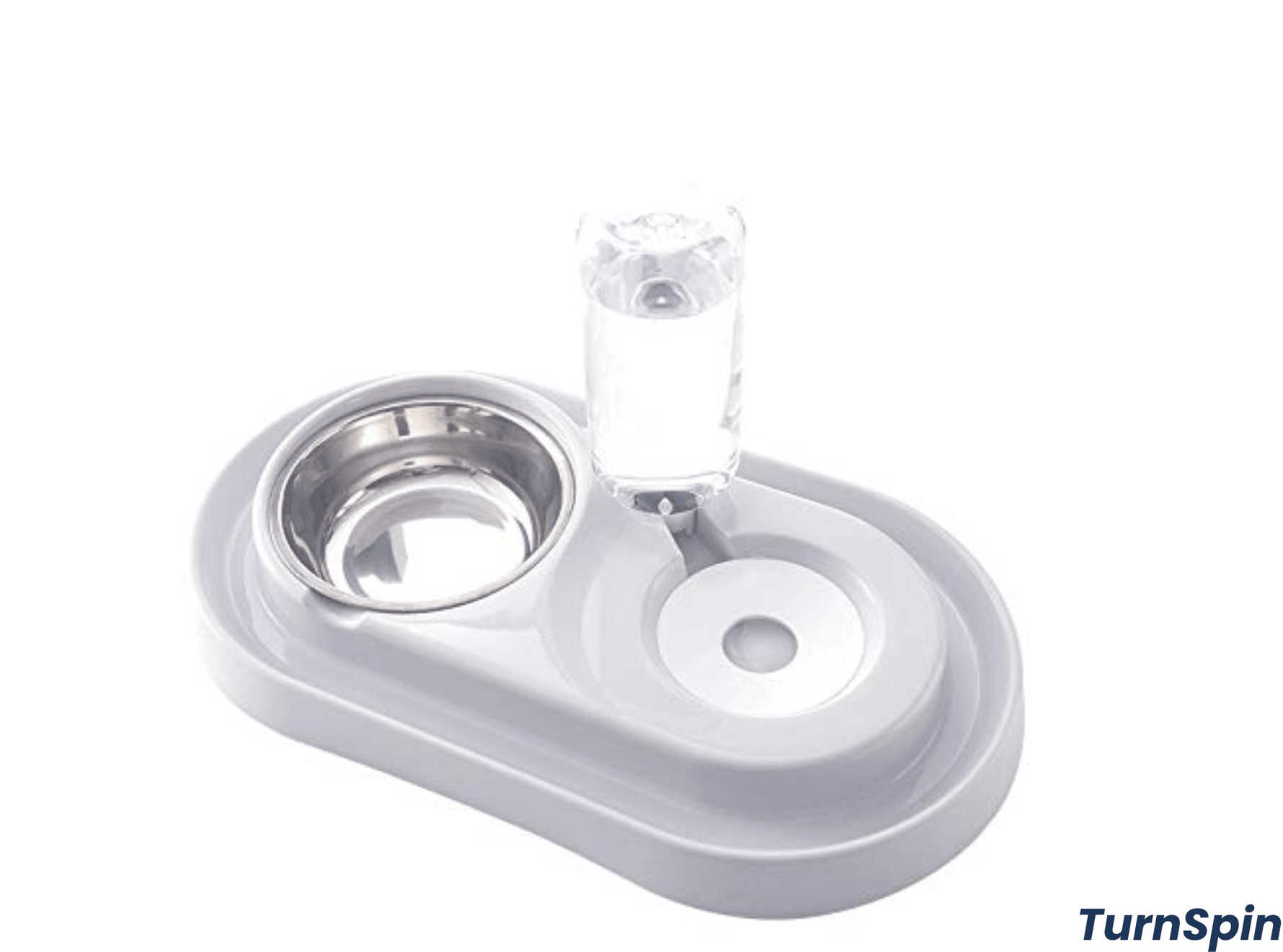 Feeder Fountain Duo – Stainless Steel Pet Bowls with Auto - Water Bottle - TurnSpin Products