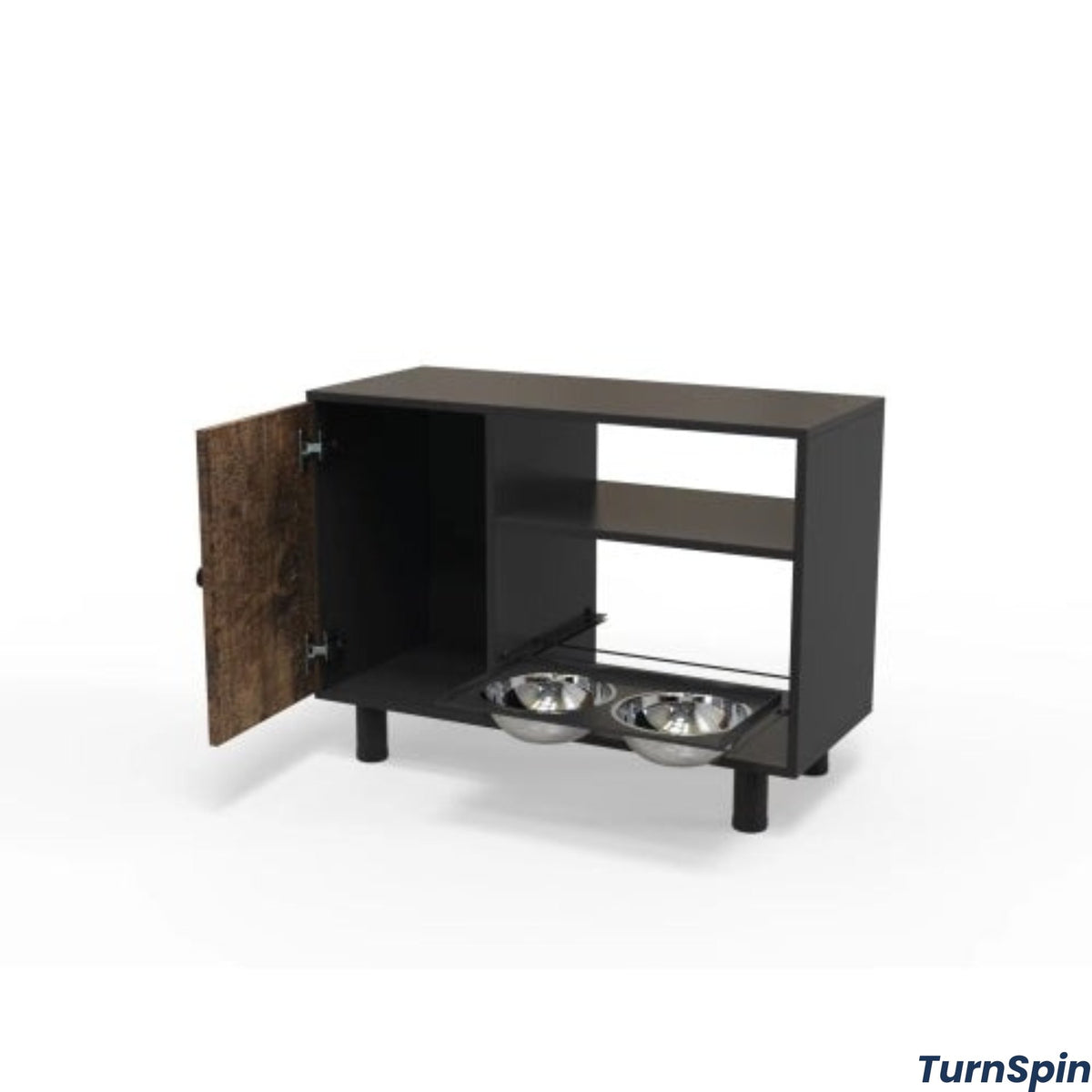 Elevate & Store Feeder Station – Raised Pet Bowls with Built - In Dog Food Cabinet - TurnSpin Products