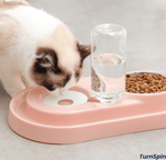 Feeder Fountain Duo – Stainless Steel Pet Bowls with Auto - Water Bottle - TurnSpin Products