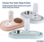 Feeder Fountain Duo – Stainless Steel Pet Bowls with Auto - Water Bottle - TurnSpin Products