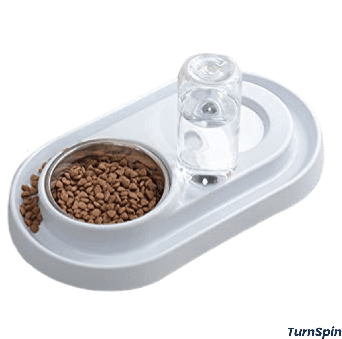 Feeder Fountain Duo – Stainless Steel Pet Bowls with Auto - Water Bottle - TurnSpin Products